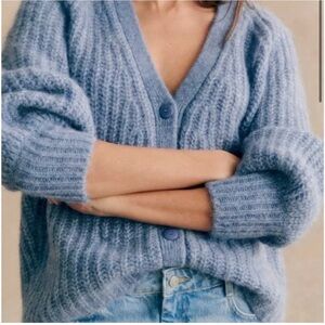 Sezane Vintage Blue Basile Knit Sweater Size XXS